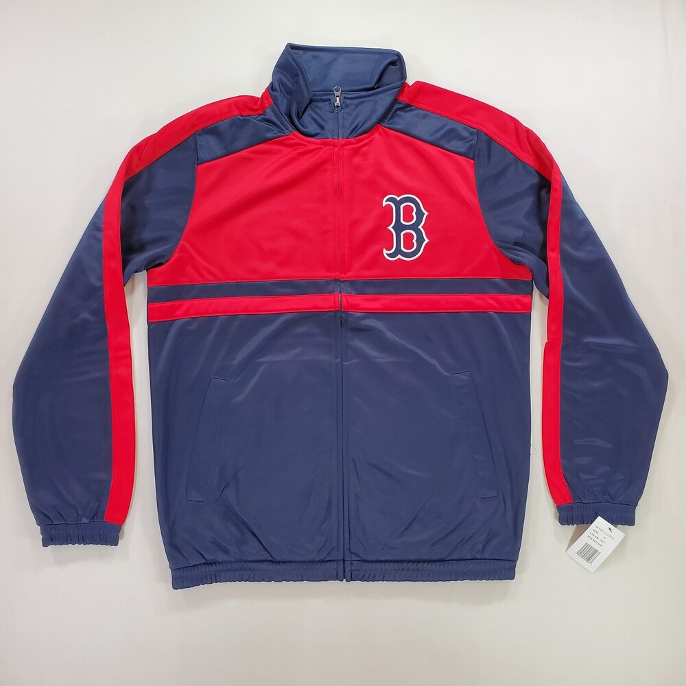 Boston Red Sox Full Zip Track Jacket Men Medium Navy Fleece Lined MLB Baseball